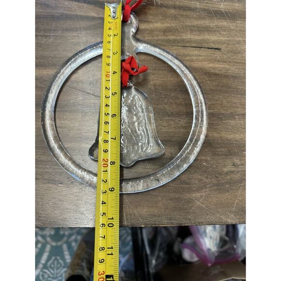 Large Vintage Sweden Costa Boda Glass Season Decor Circle W/Bell - Picture 3 of 3